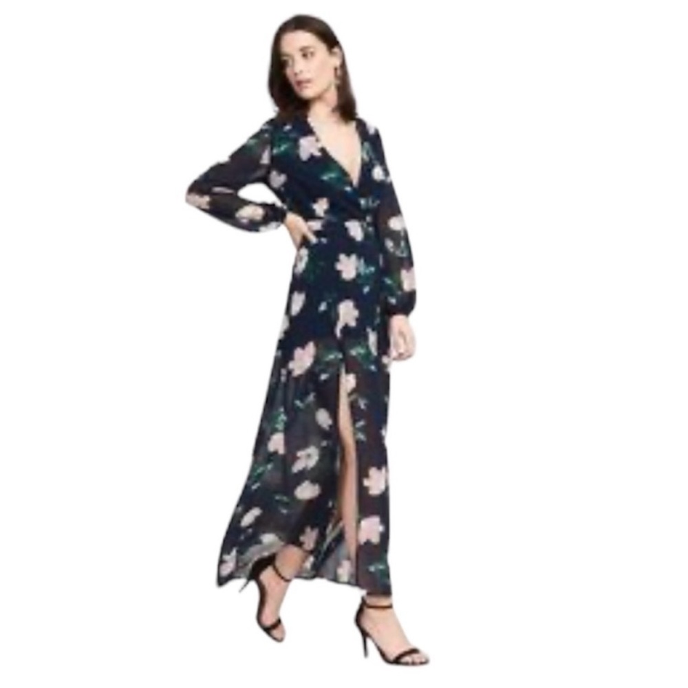 Dynamite Floral Maxi Dress - Navy and Pink